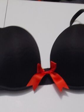 Cacique Black Push-Up Bra with Red Bow